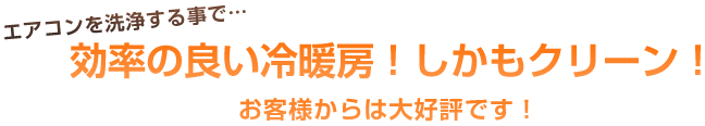 エアコンを洗浄する事で…効率の良い冷暖房！しかもクリーン！お客様からは大好評です！